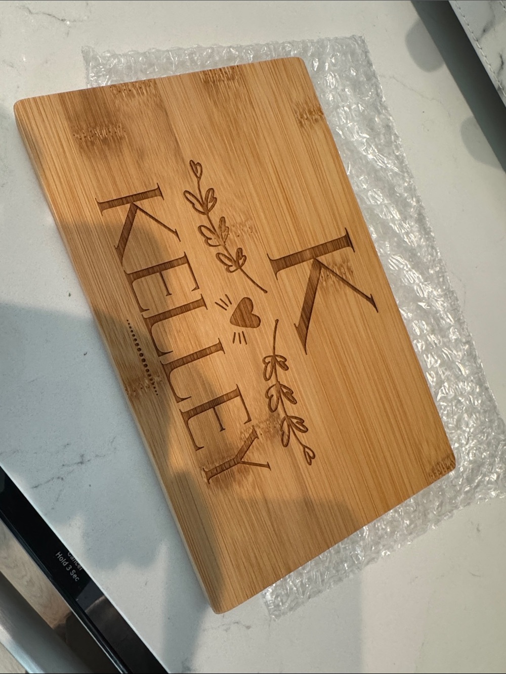 Personalized Bamboo Cutting/Serving Board - "KELLEY" Handmade